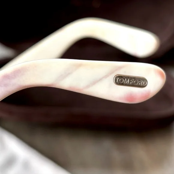 Tom Ford Sunglasses Black With Ivory Colored Arms, Gold Accents, Made In Italy - Picture 7 of 11